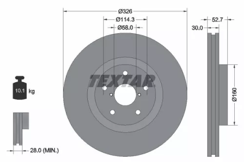 1x TEXTAR 92194303 Brake Disc