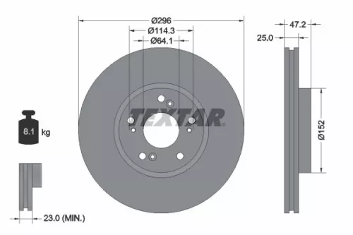 1x  TEXTAR Brake Disc 92195000 296