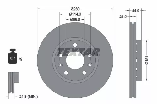 1x TEXTAR 92195505 Brake Disc