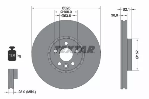 1x TEXTAR 92196305 Brake Disc
