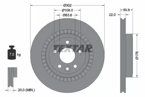 1x TEXTAR 92196403 Brake Disc