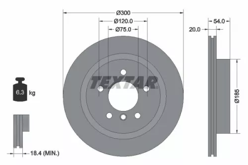 1x TEXTAR 92196605 Brake Disc