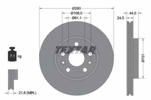 1x TEXTAR 92196803 Brake Disc