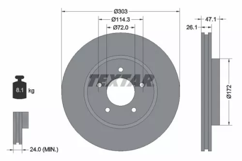 TEXTAR TEXTAR (92197703) 1x  TEXTAR Brake Disc 92197703 303 