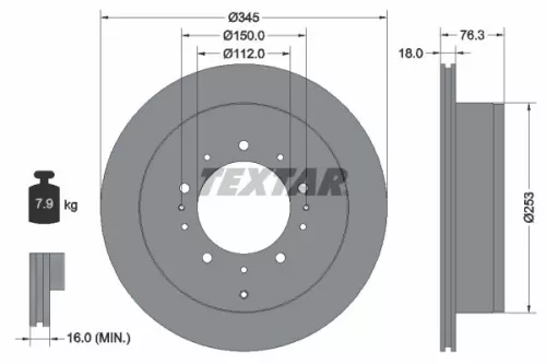 1x TEXTAR 92198503 Brake Disc