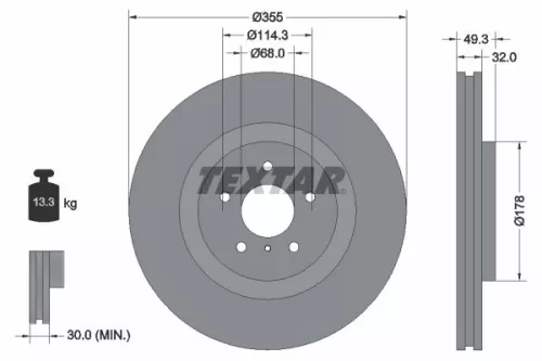 1x  TEXTAR Brake Disc 92199105 355