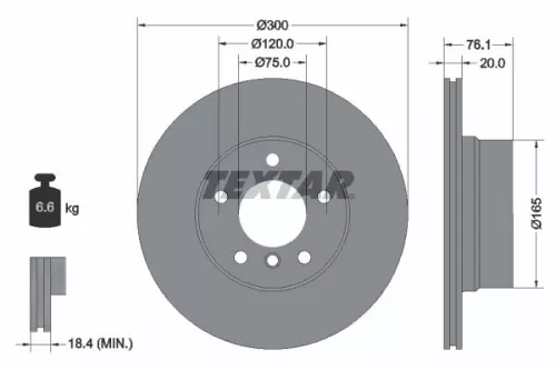 1x TEXTAR 92199503 Brake Disc