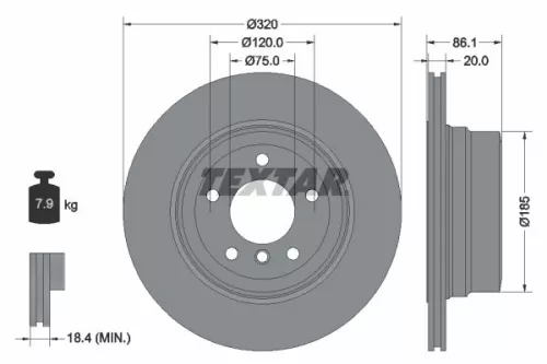 1x  TEXTAR Brake Disc