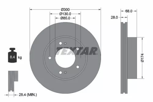 1x TEXTAR 92203003 Brake Disc
