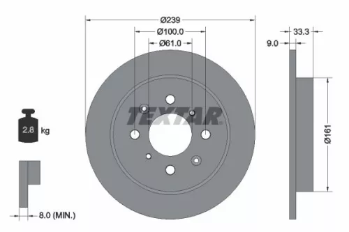 1x TEXTAR 92204000 Brake Disc
