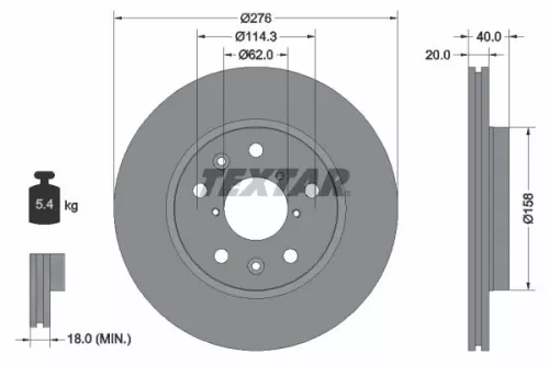 1x TEXTAR 92204703 Brake Disc