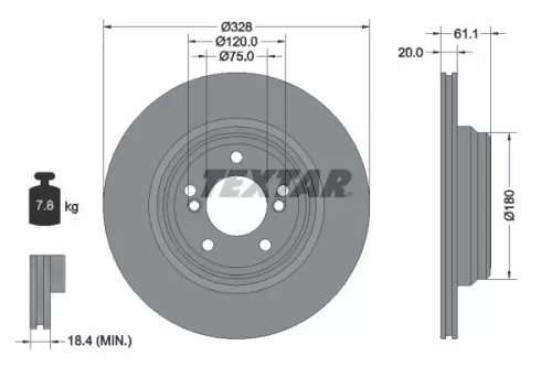 1x TEXTAR 92211305 Brake Disc