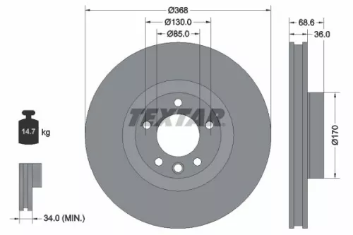 TEXTAR TEXTAR 92213603 1x TEXTAR 92213603 Brake Disc 