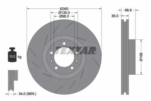 1x TEXTAR 92214005 Brake Disc