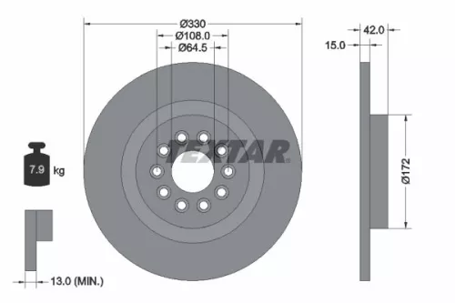 TEXTAR TEXTAR 92221403 1x TEXTAR 92221403 Brake Disc 
