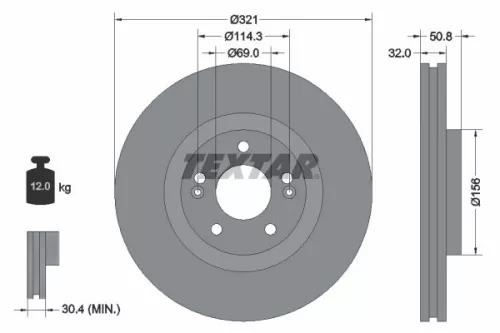 1x TEXTAR 92221700 Brake Disc