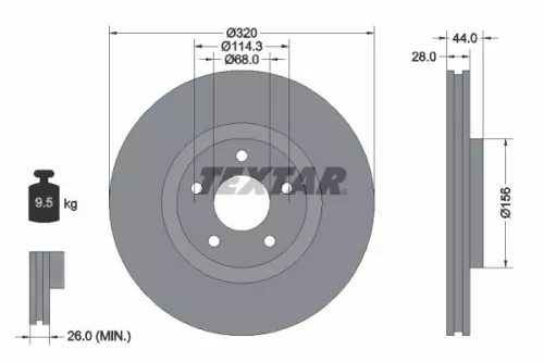 TEXTAR TEXTAR 92222003 1x TEXTAR 92222003 Brake Disc 