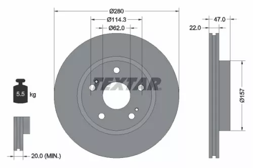 1x  TEXTAR Brake Disc