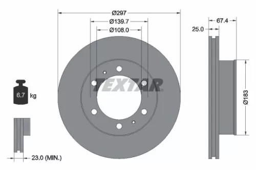 TEXTAR TEXTAR 92222600 1x TEXTAR 92222600 Brake Disc 