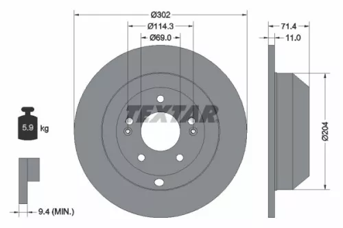 TEXTAR TEXTAR 92223403 1x TEXTAR 92223403 Brake Disc 