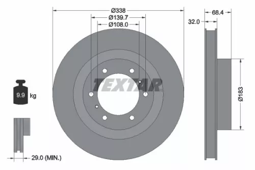 1x TEXTAR 92223903 Brake Disc
