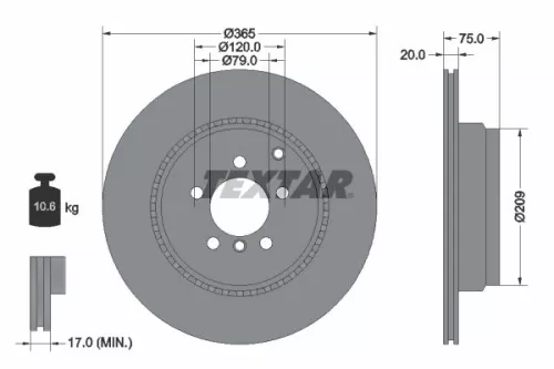 TEXTAR TEXTAR 92224803 1x TEXTAR 92224803 Brake Disc 