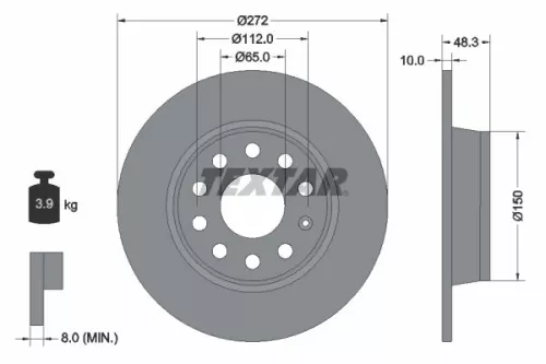 1x  TEXTAR Brake Disc