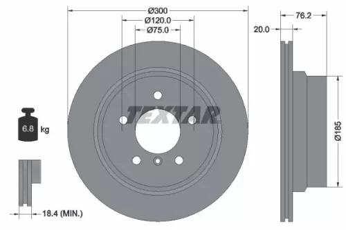 1x TEXTAR 92227103 Brake Disc