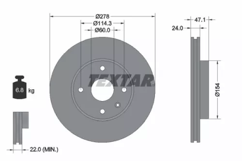 TEXTAR TEXTAR (92227303) 1x  TEXTAR Brake Disc 