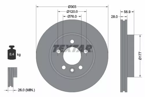 1x  TEXTAR Brake Disc