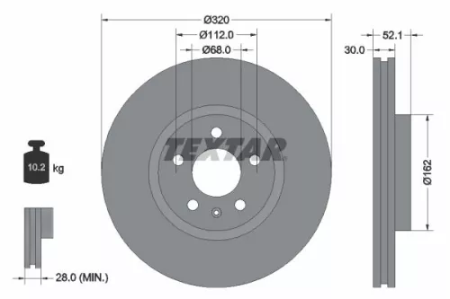 1x  TEXTAR Brake Disc 92229305 320