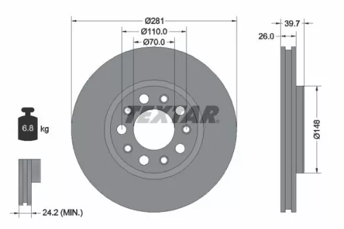 1x  TEXTAR Brake Disc 92230103 281