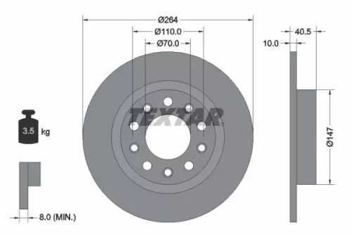 1x TEXTAR 92230203 Brake Disc