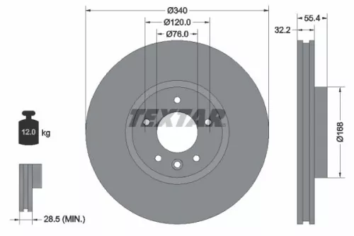 1x  TEXTAR Brake Disc 92230305 340