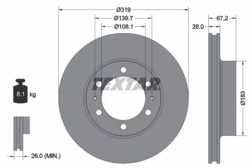 1x TEXTAR 92230403 Brake Disc