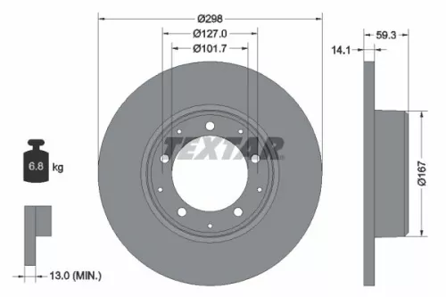 1x TEXTAR 92230503 Brake Disc