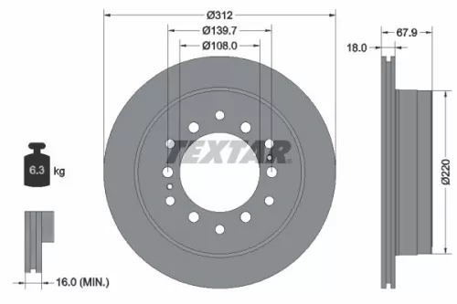 1x TEXTAR 92231003 Brake Disc