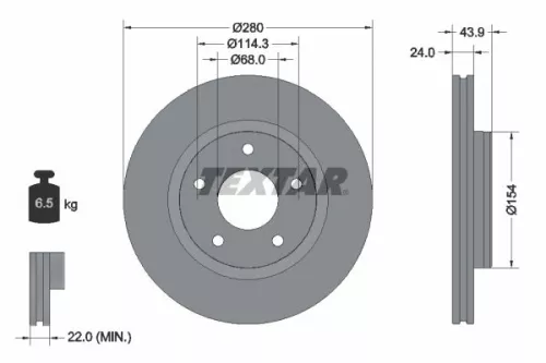 1x  TEXTAR Brake Disc 92232203 280