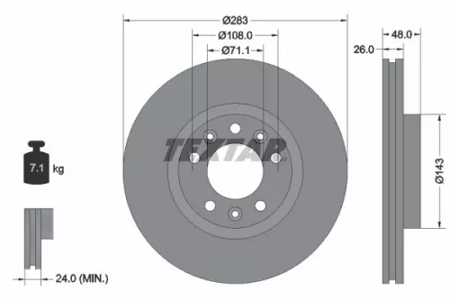1x TEXTAR 92232503 Brake Disc