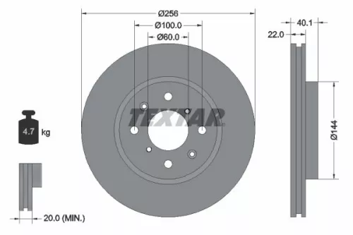 1x TEXTAR 92232803 Brake Disc