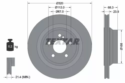 1x TEXTAR 92233705 Brake Disc
