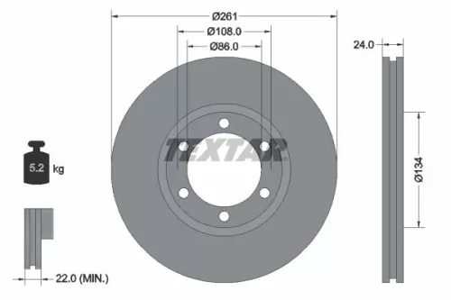 1x  TEXTAR Brake Disc 92234700 261