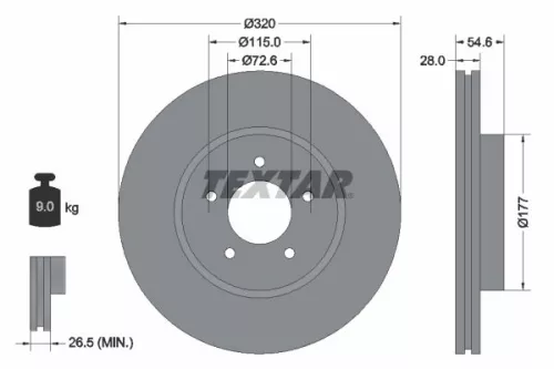 1x TEXTAR 92235403 Brake Disc
