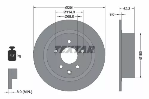 1x  TEXTAR Brake Disc