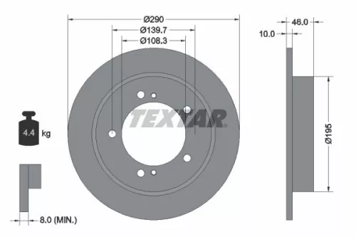 1x TEXTAR 92237300 Brake Disc