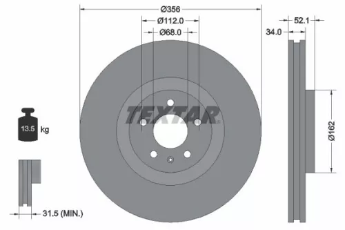 1x  TEXTAR Brake Disc