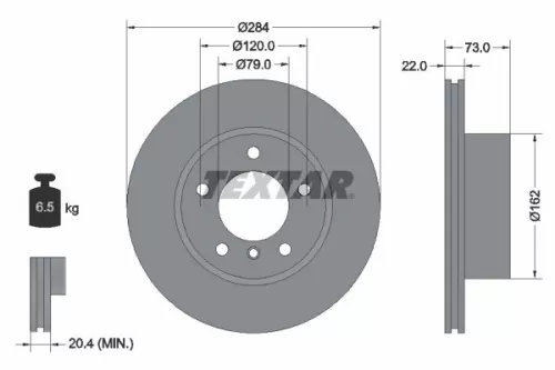 1x TEXTAR 92238403 Brake Disc