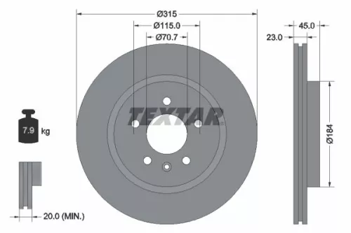 1x  TEXTAR Brake Disc