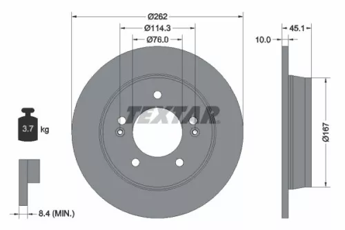 1x  TEXTAR Brake Disc 92240003 262