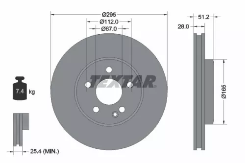 1x  TEXTAR Brake Disc 92241603 295